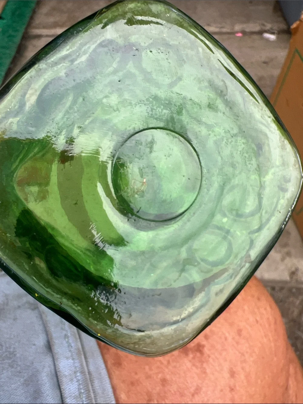 Vintage Green Pressed Glass Vase