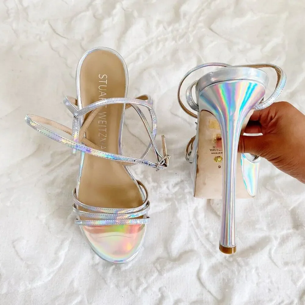 Stuart Weitzman Soiree Iridiscent Platform Sandals Size 9