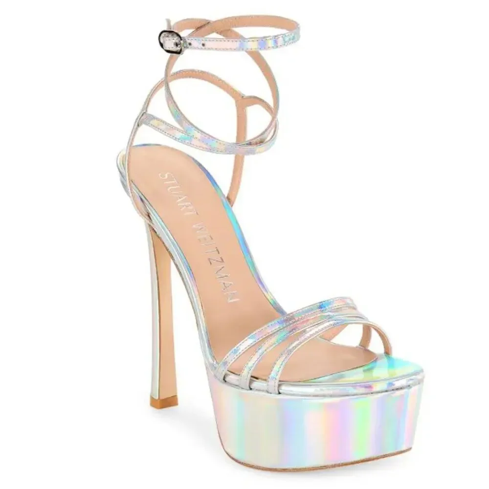 Stuart Weitzman Soiree Iridiscent Platform Sandals Size 9