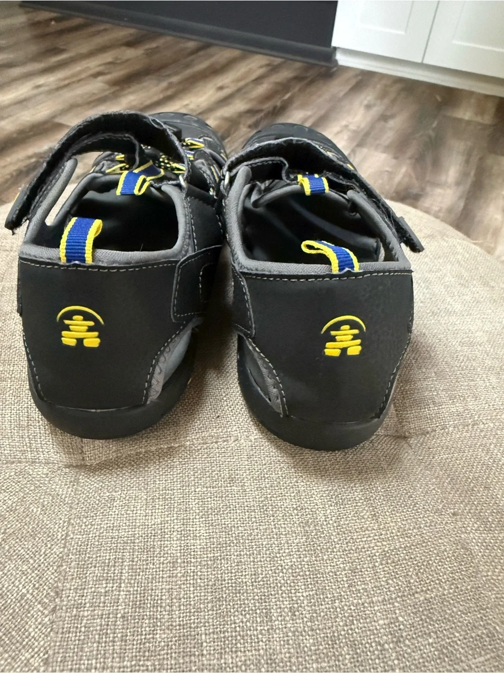 Kamik Black Sport Sandals with Yellow Accents
