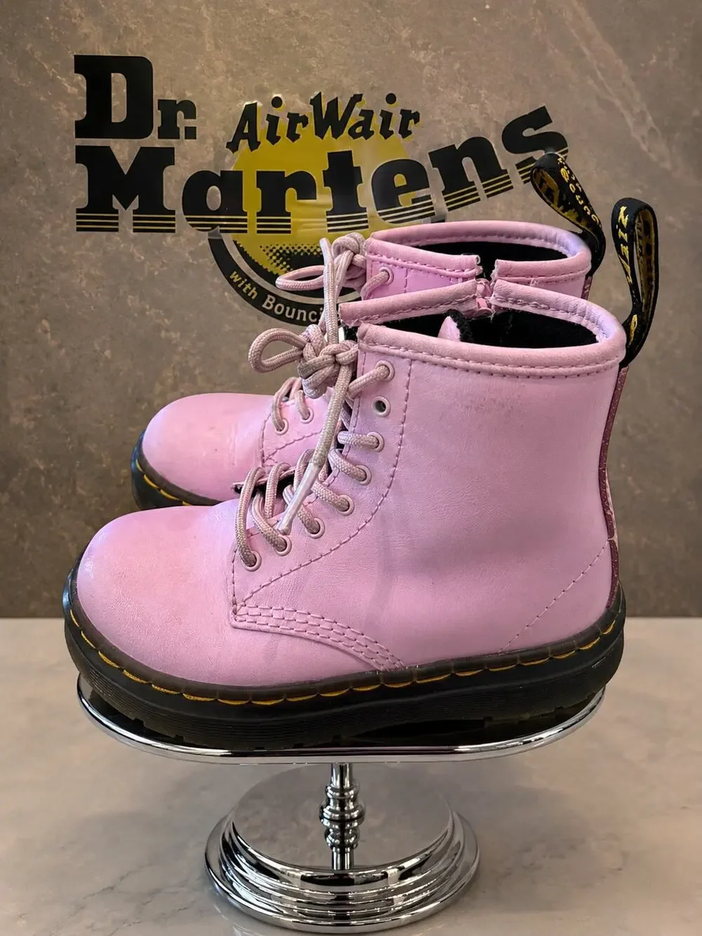 Dr. Martens Zavala Pink Lace Up Boots Kids US 9 EU 26