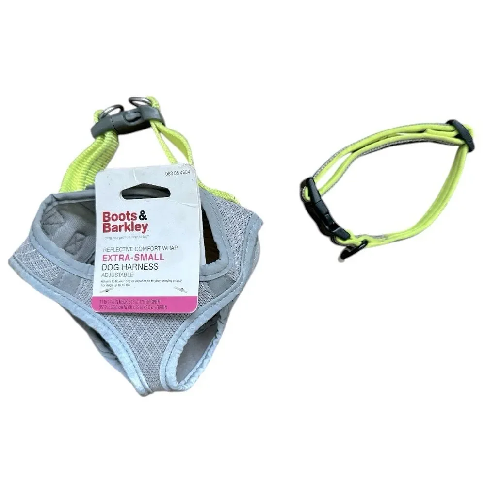 Boots & Barkley Gray Reflective Dog Harness XS NWT Free Collar Small Puppy