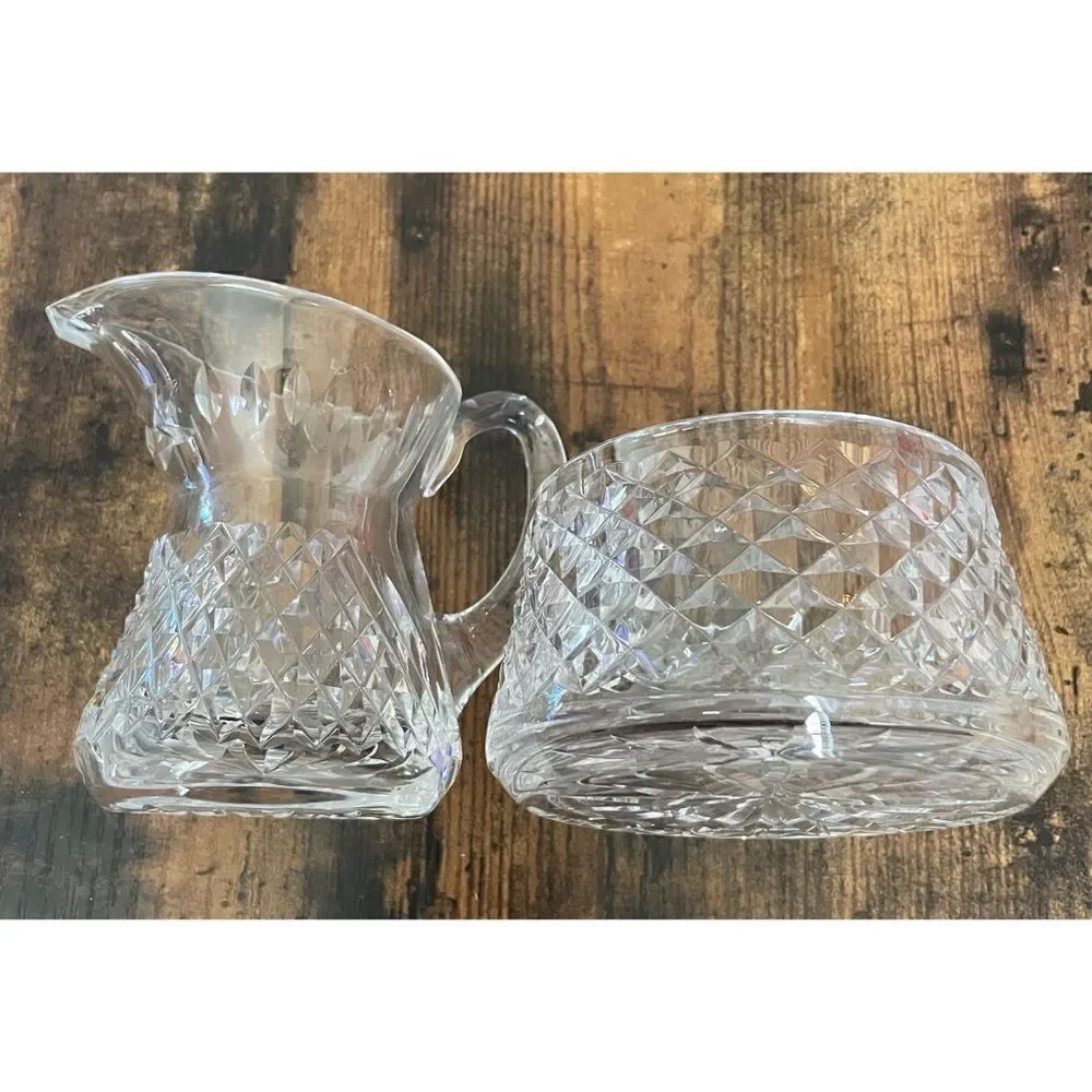 VINTAGE WATERFORD CRYSTAL ALANA OPEN SUGAR AND CREAMER (DISCONTINUED) New