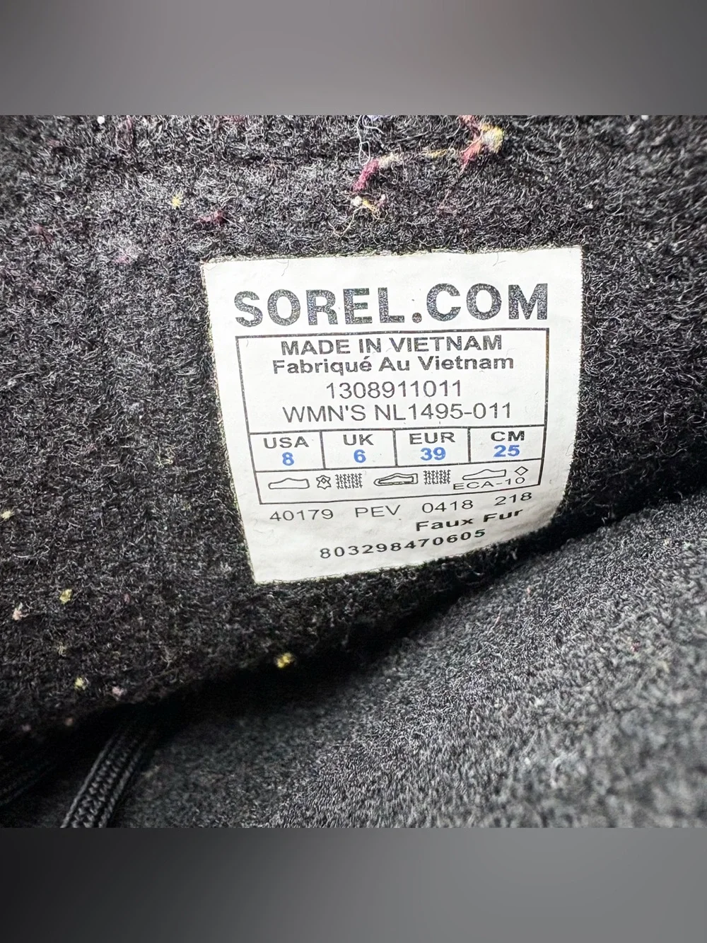 Sorel Winter Carnival Black Stone Boots Waterproof Fleece Lined Duck Snow Size 8