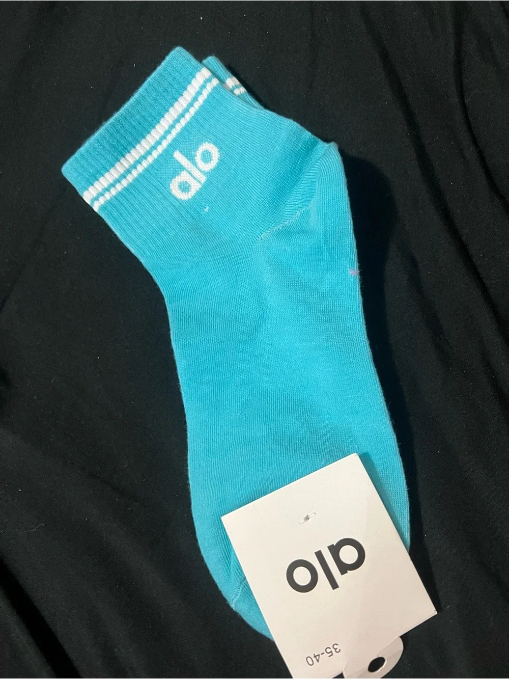 Yoga Crew Socks in Turquoise with White Logo