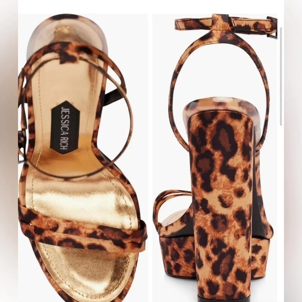 JESSICA RICH LEOPARD PLATFORM SANDALS 5.5 HEEL SIZE 9 EUR SIZING 39
