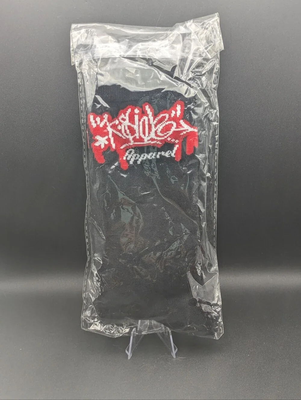 Kidrobot Apparel Socks Rare Limited Unworn Black & Red Logo Thigh High Long