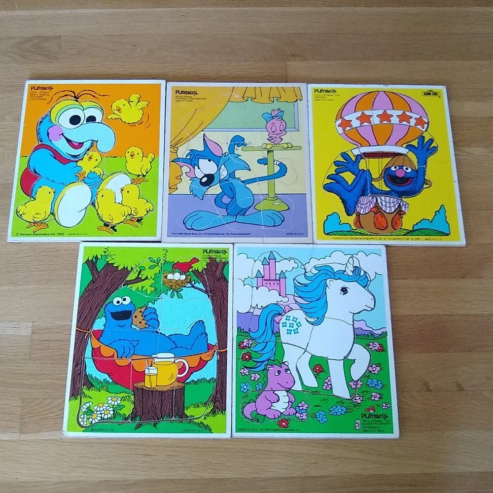 Playskool Puzzle Cookie Monster, Majesty & Spike Dragon, Gonzo, Furrball Sweetie