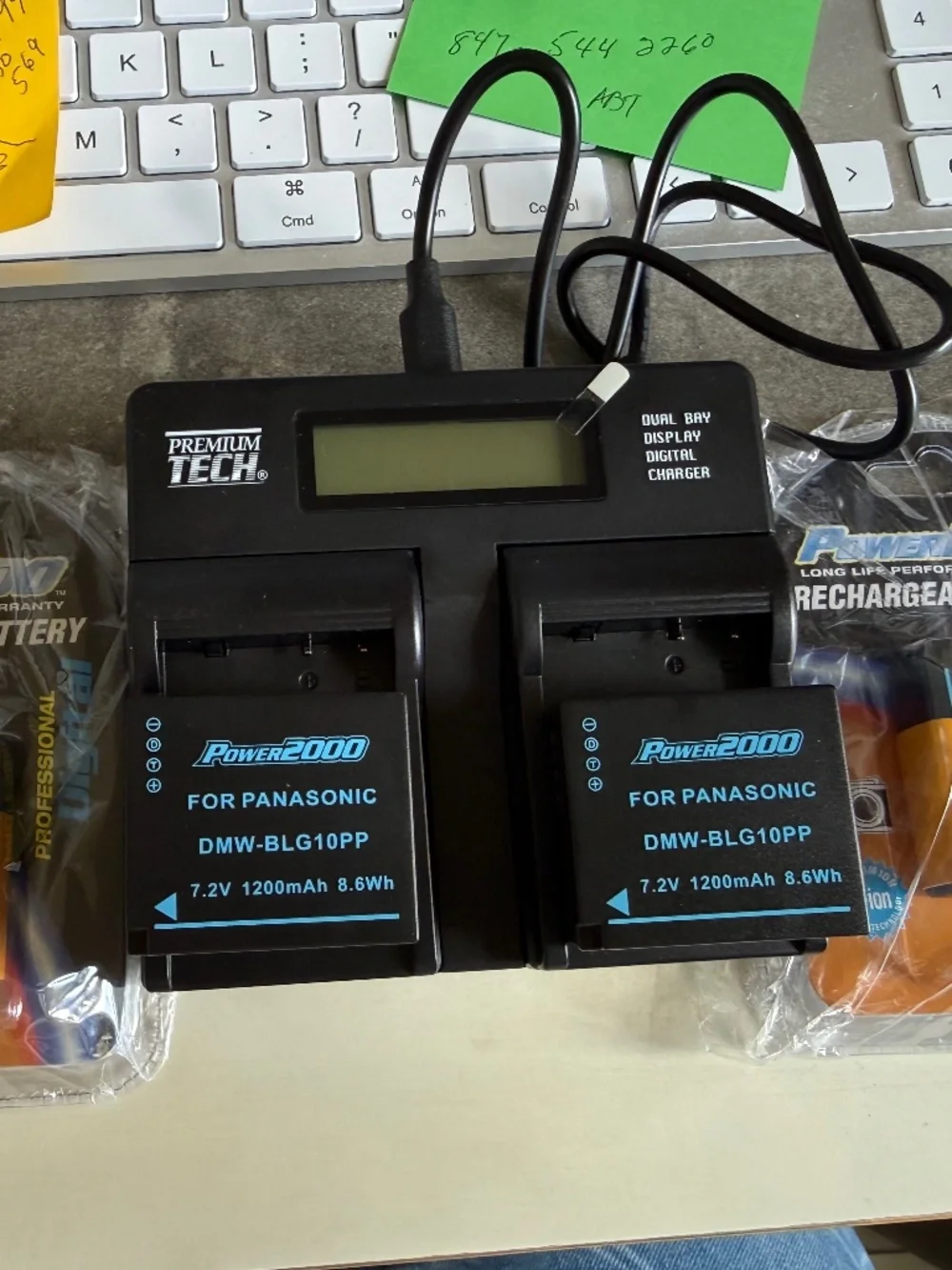 Four new camera batteries and dual bay charger for Panasonic LUMIX camera