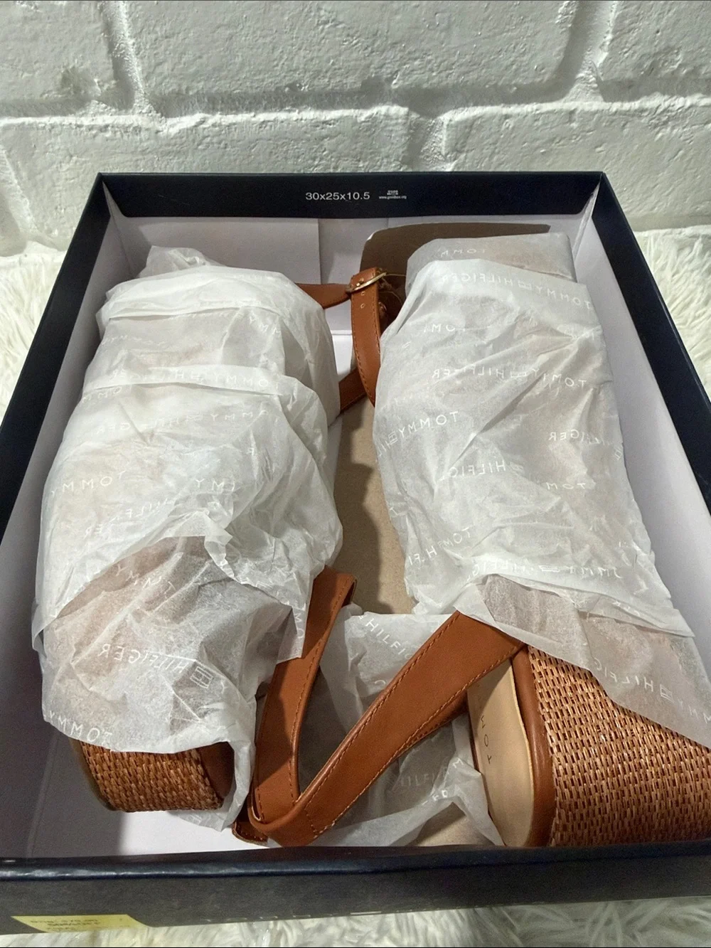 Tommy Hilfiger Tan Brown Platform Ankle-Strap Sandals