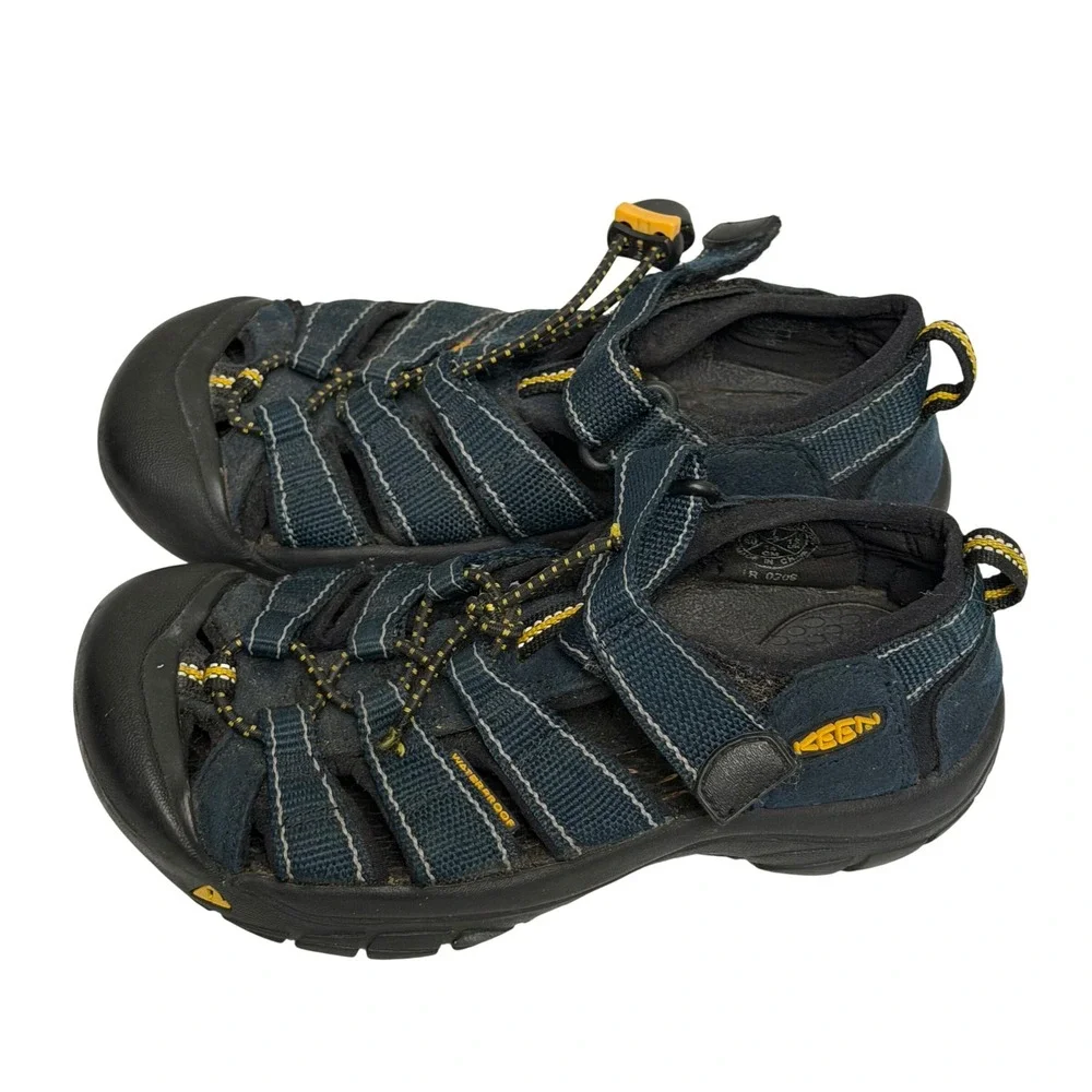 Keen Newport H2 Kids Sport Sandals Navy Blue Yellow Waterproof Size 1 US 13 UK