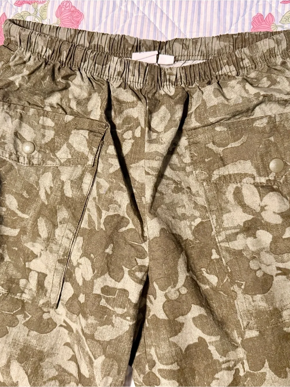 GAP Kids Olive Green Floral Cargo Jogger Pants