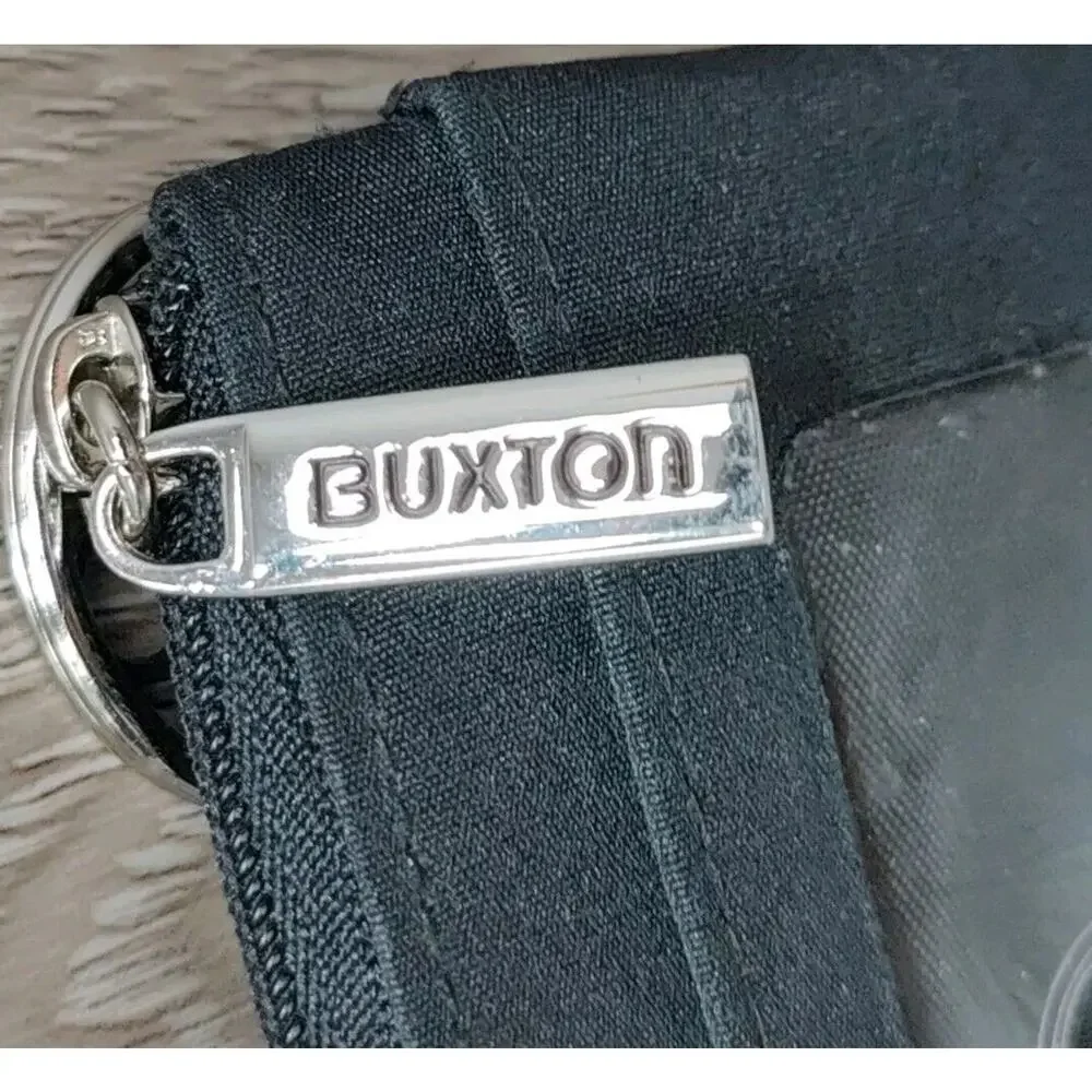 Buxton Wallet ID‎ Card Leather Black compact minimalist Zip Pouch