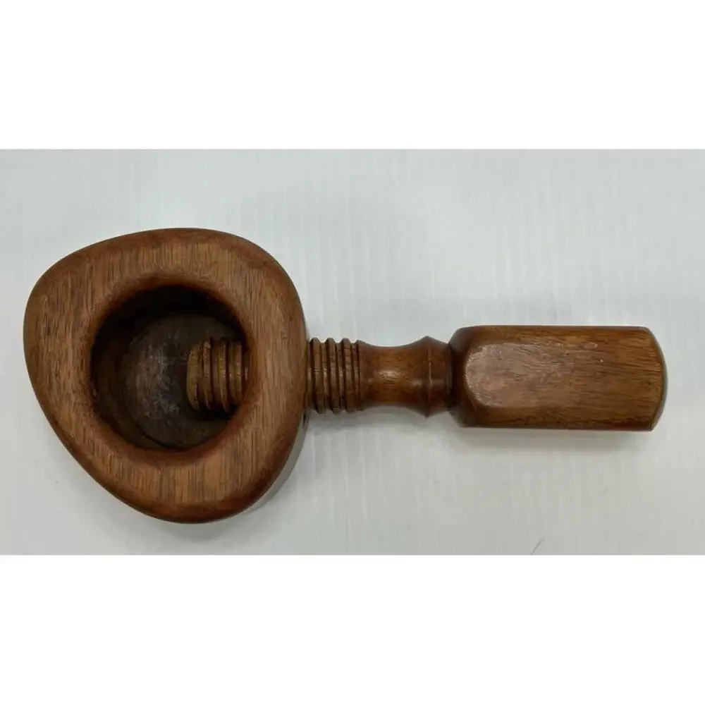 Vintage Teak Wood Nut Cracker‎ Screw Type Danish Mid Century Modern Barware