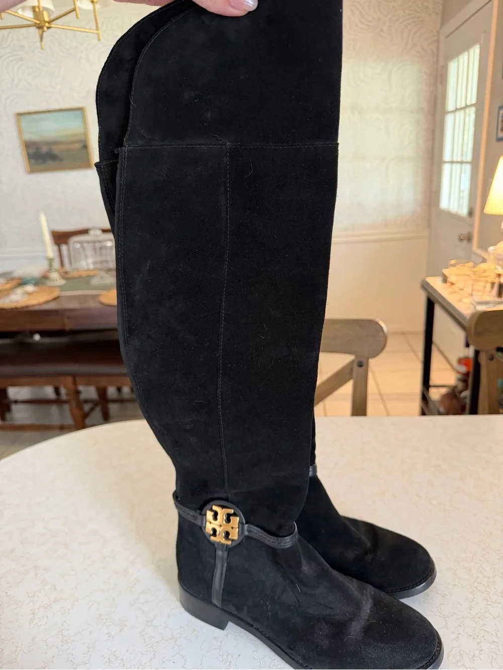 Tory Burch Miller Over-the-Knee Suede Black Boots