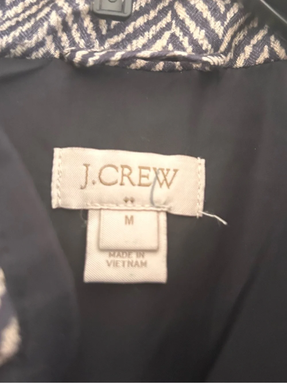 J.Crew Quilted Excursion Vest Women Black White Herringbone Size M