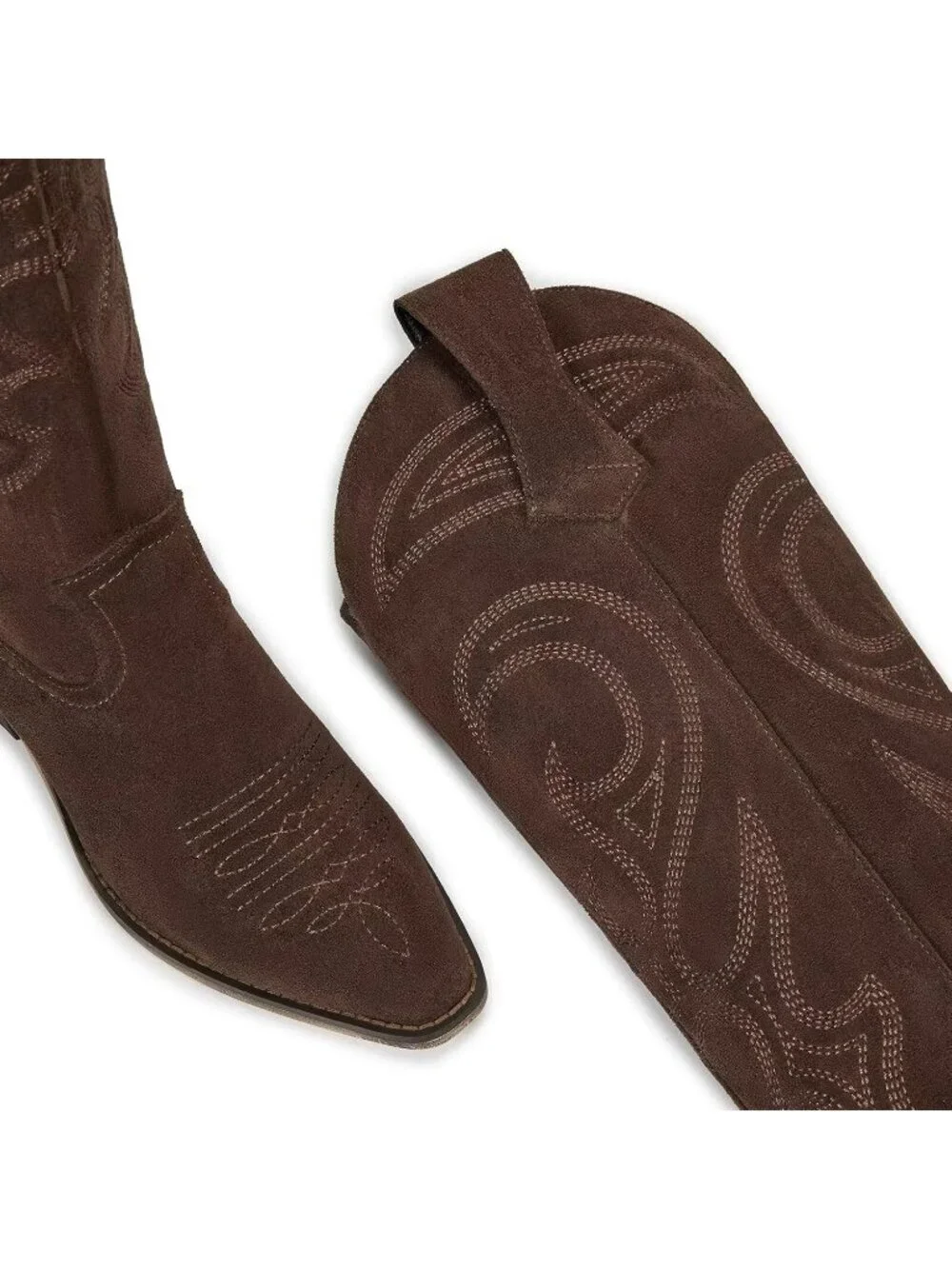 Women's suede Brown Western Knee High Cowgirl Boots Zipper Convenience Casual We