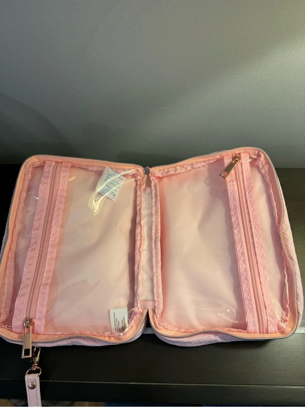 Skinbetter Science Pink Woven Cosmetic Bag 9” x 2” x 6.5” NEW