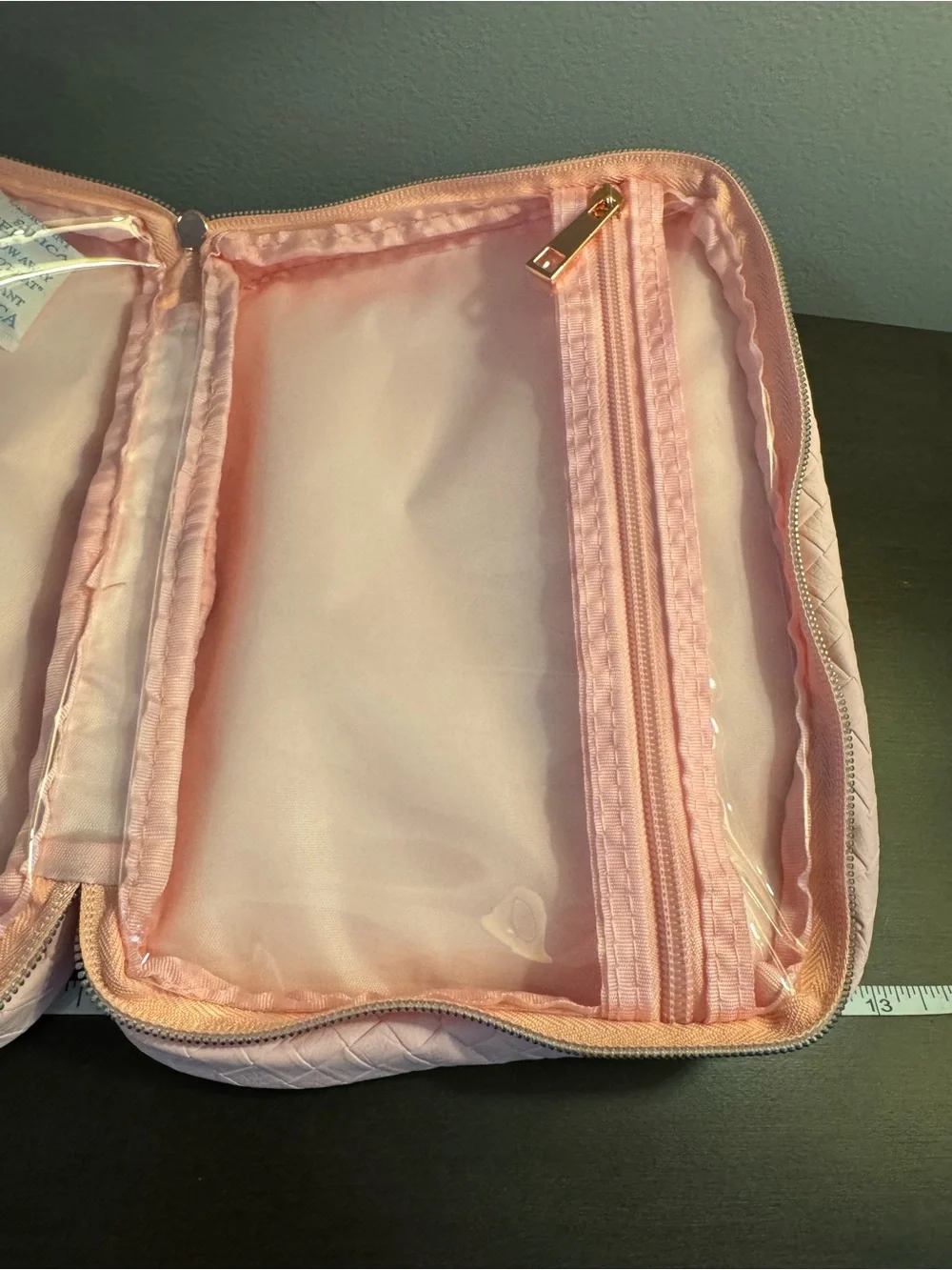 Skinbetter Science Pink Woven Cosmetic Bag 9” x 2” x 6.5” NEW