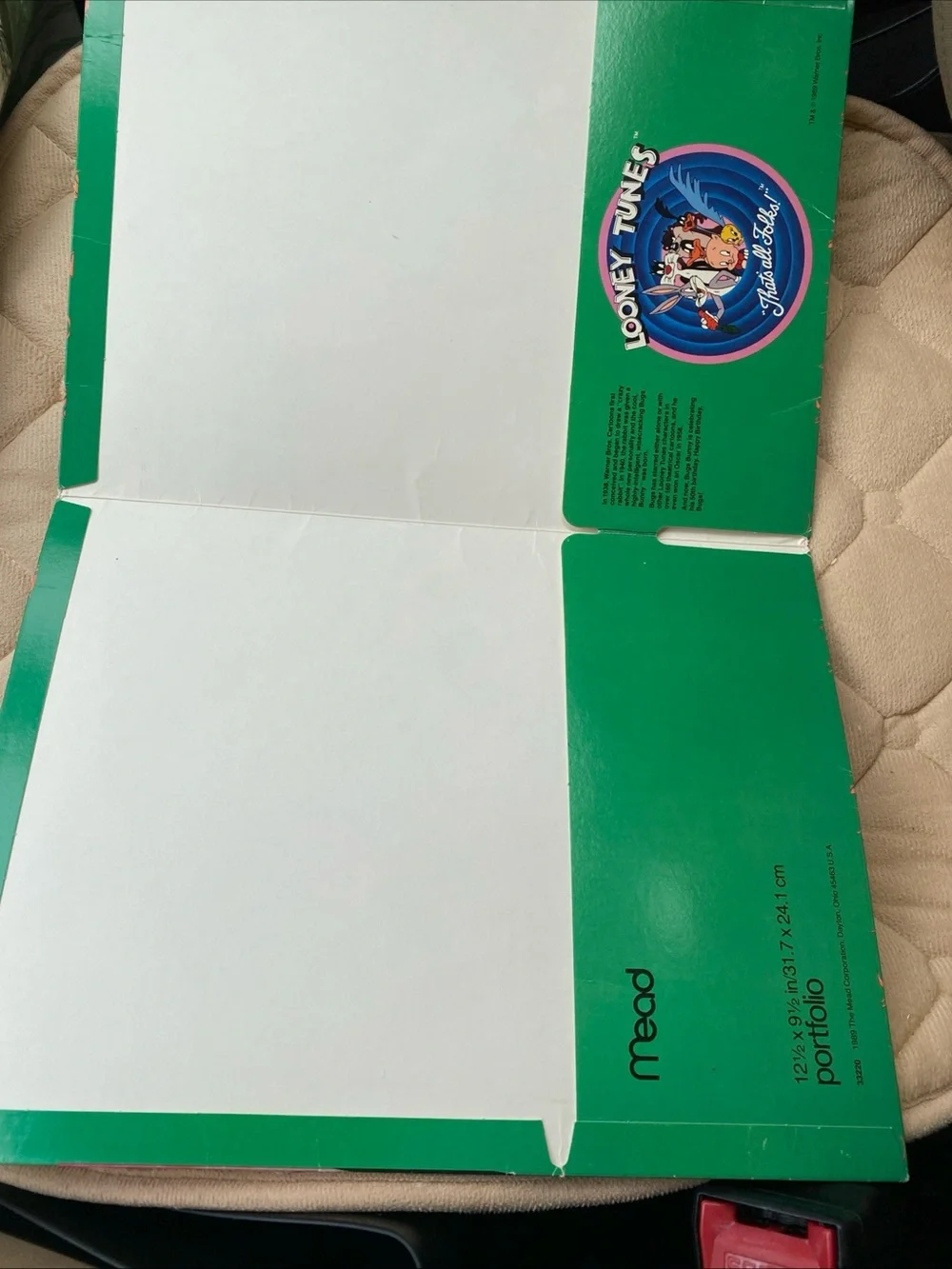 Looney Tunes Bugs Bunny Mead Folder Portfolio Vintage 1989