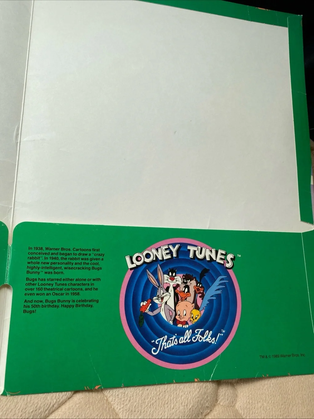 Looney Tunes Bugs Bunny Mead Folder Portfolio Vintage 1989