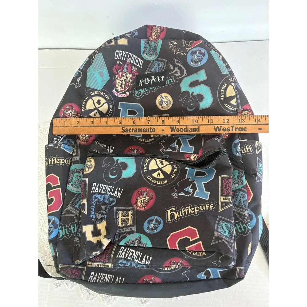 Harry Potter Bioworld Hogwarts House Crests Black Backpack full size y2K