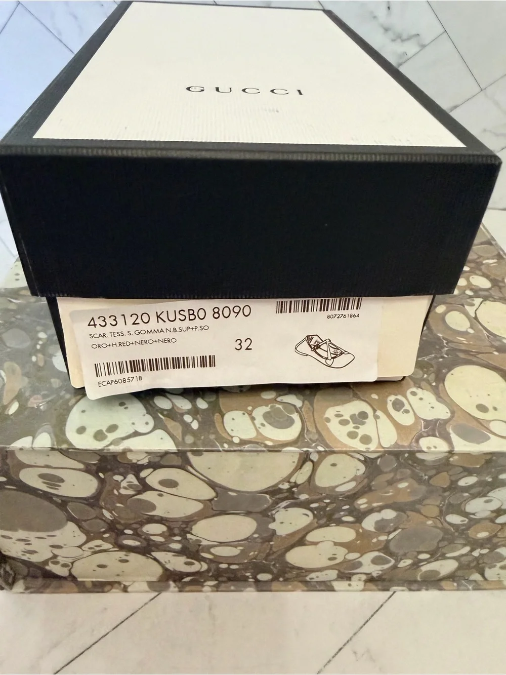 GUCCI Girls' Gold Glitter Heart Mary Jane Flats