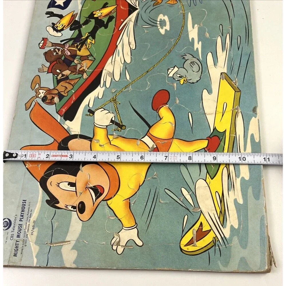 CBS Television Vintage Mighty Mouse Playhouse Wooden Puzzle 1957