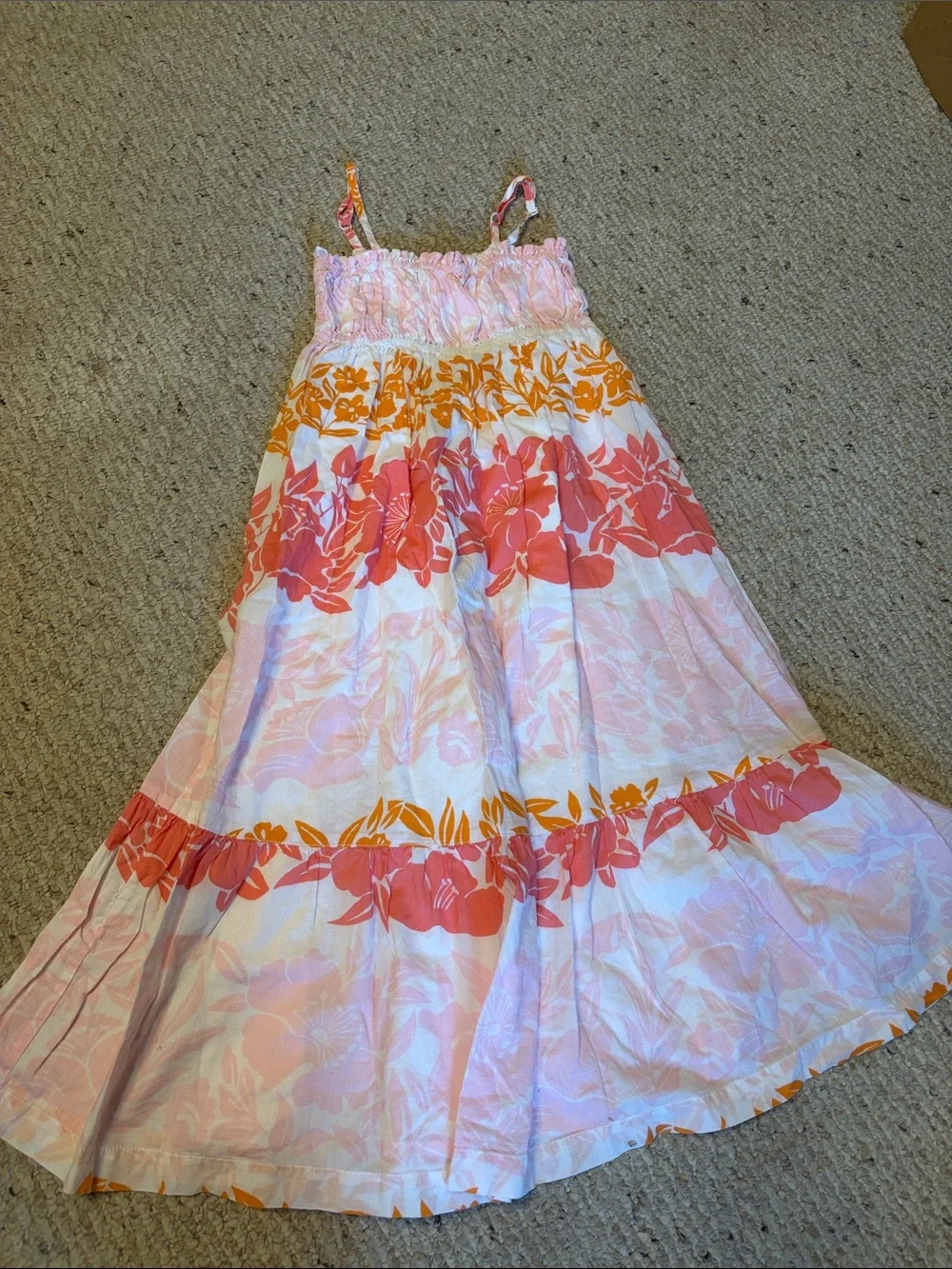 GAP Kids/Girls Pink and Orange Floral Maxi Dress