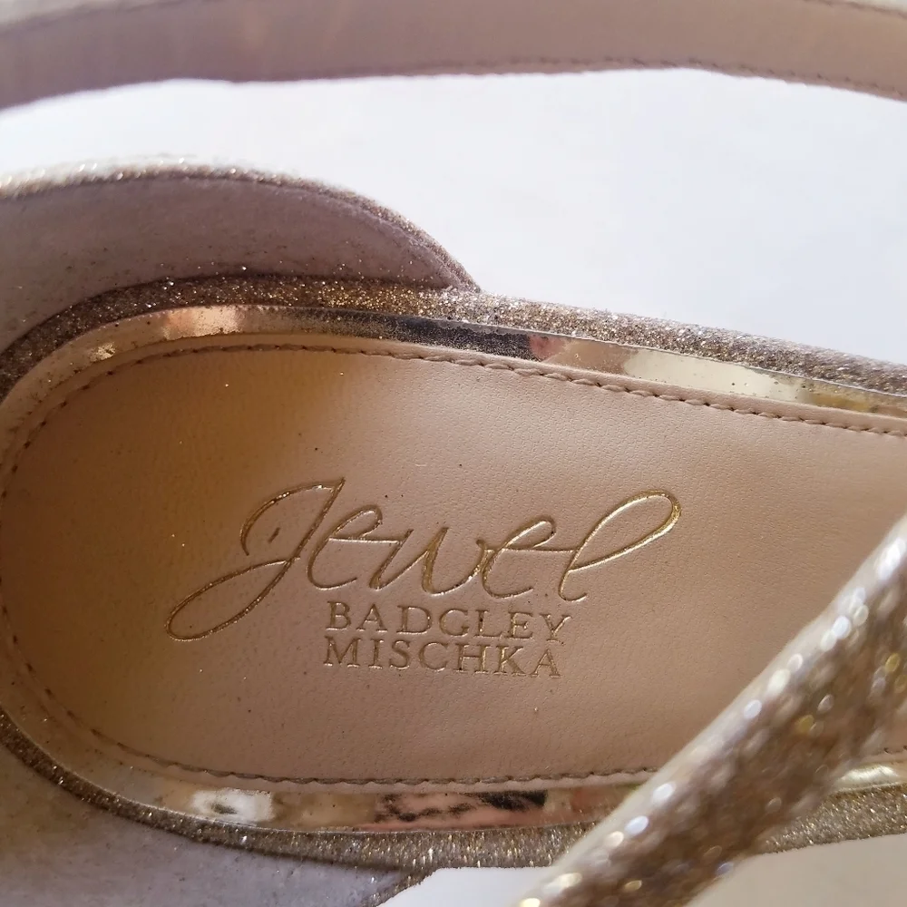 Badgley Mischka | Platform Gold‎ Glitter Sandals