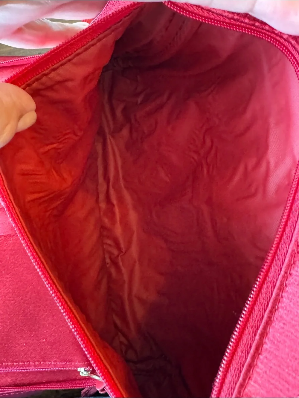 Yves Saint Laurent Red Satin Logo Cosmetic Pouch