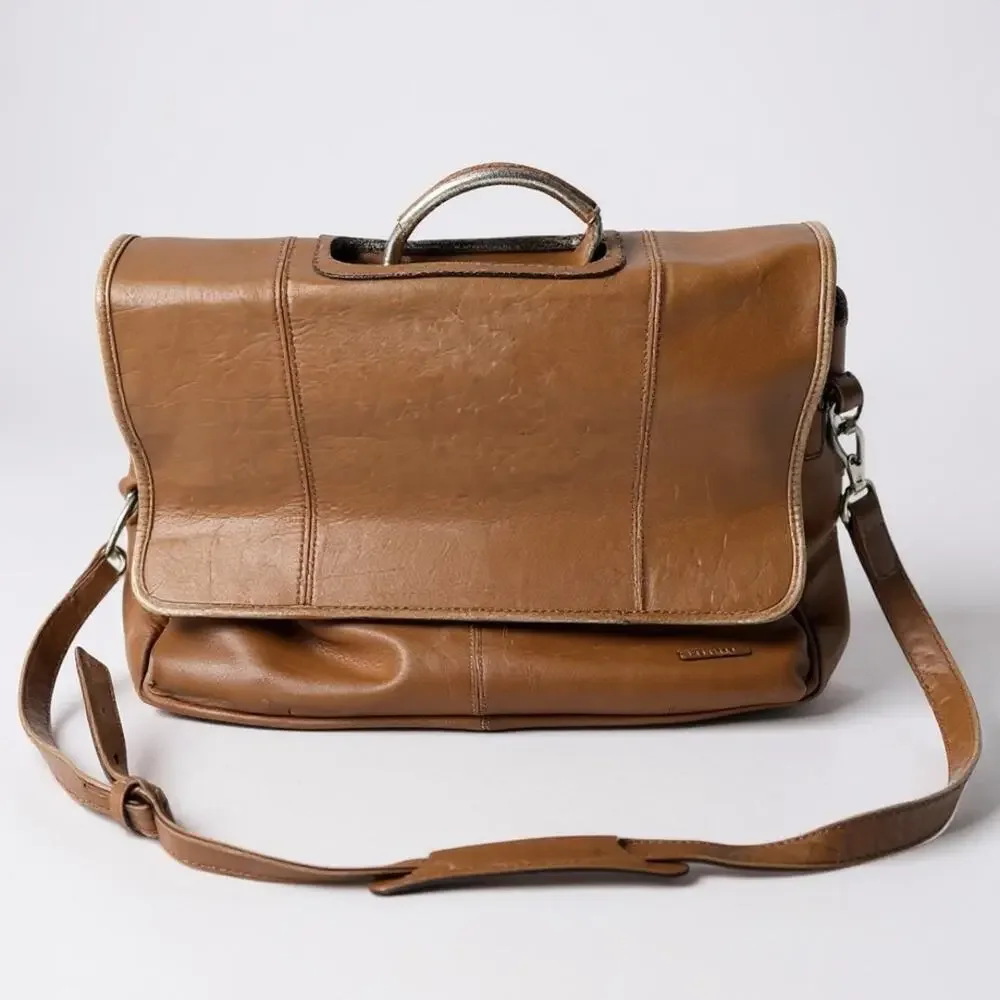 Dorado Brown Leather Messenger Bag Briefcase Satchel Laptop Work Bag Vintage