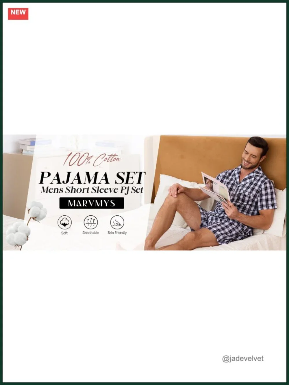 Men's 100% Cotton Pajama Set Short Sleeve Button Down Lounge Set Plaid Sleepwear