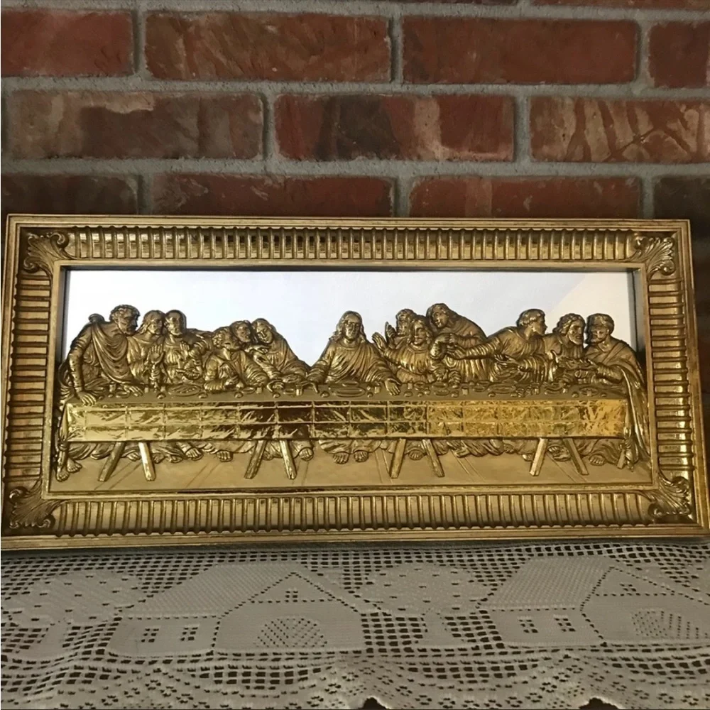 Vintage Last Supper Gold 3D Mirror