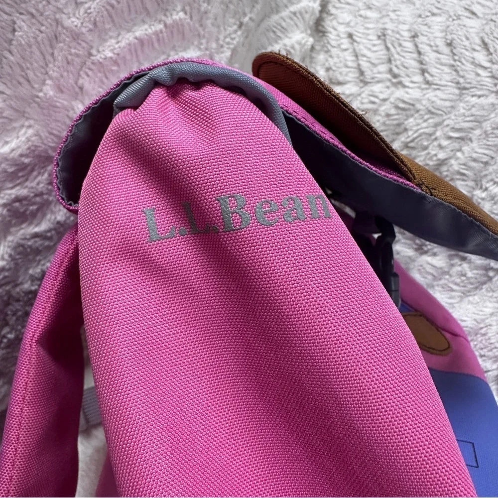 LL Bean Teddy Bear Backpack pink & blue, super cute!  kids, zipper pockets