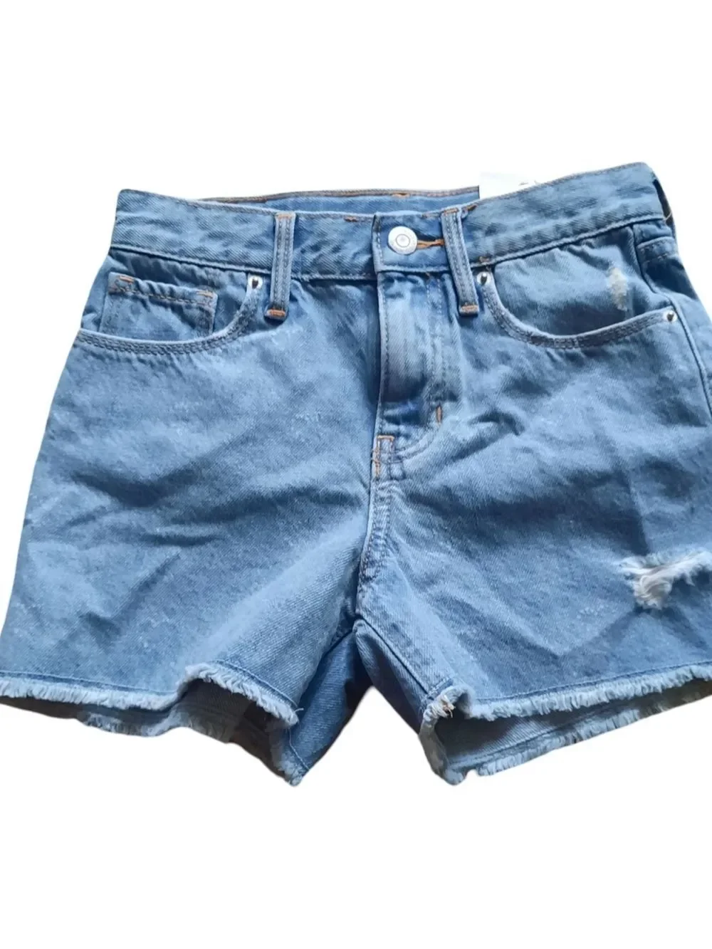 Old Navy Light Blue Denim Heart Print Frayed Hem Shorts