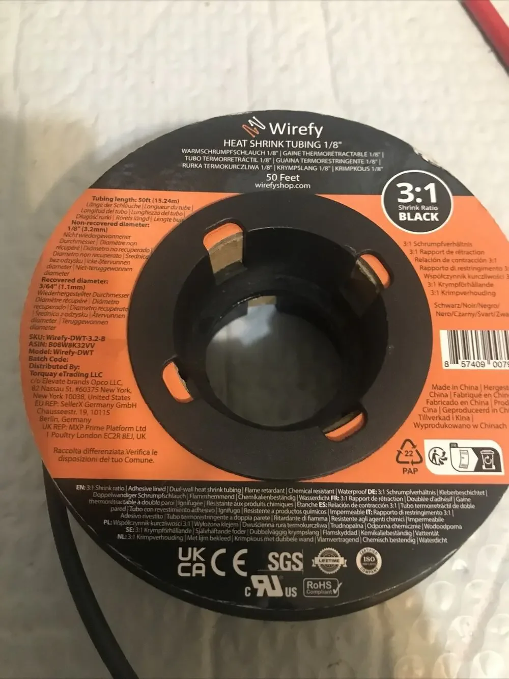 Wirefy 1/8 Heat Shrink Tubing 3:1 Adhesive Lined Black 50 Feet