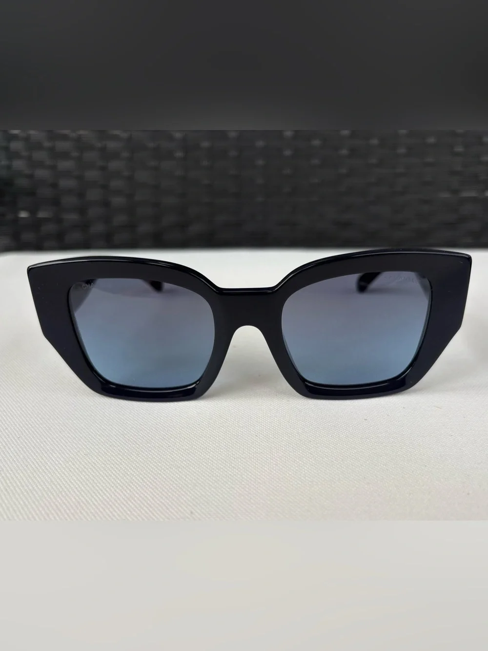 CHANEL Large Navy Blue Cat Eye Sunglasses