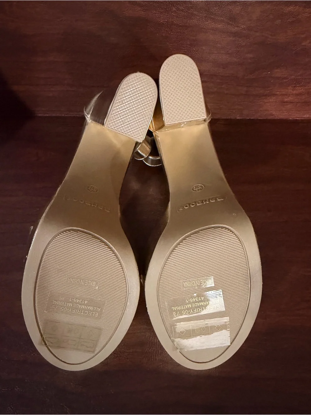 BAMBOO Metallic Gold Platform Block Heel Sandals 7.5