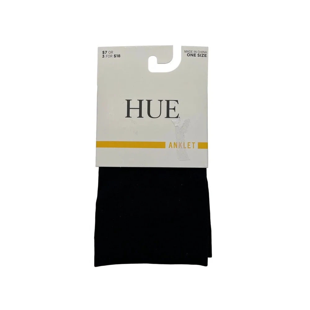 HUE Anklet Socks Womens OS Black Opaque Anklet U24325 Nylon Spandex Stretch