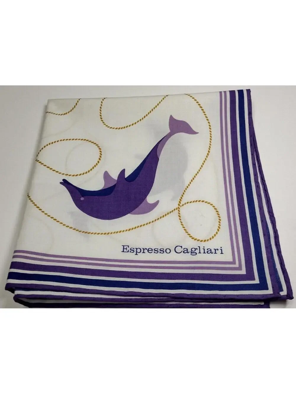 Vintage Espresso Cagliari Purple Dolphin Handkerchief Cotton Fine Design 16 x 17