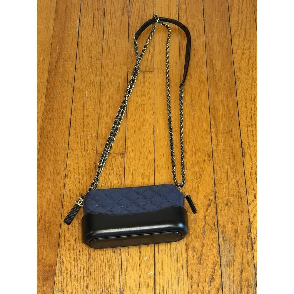 Chanel Gabrielle Womens Small Crossbody Blue Leather