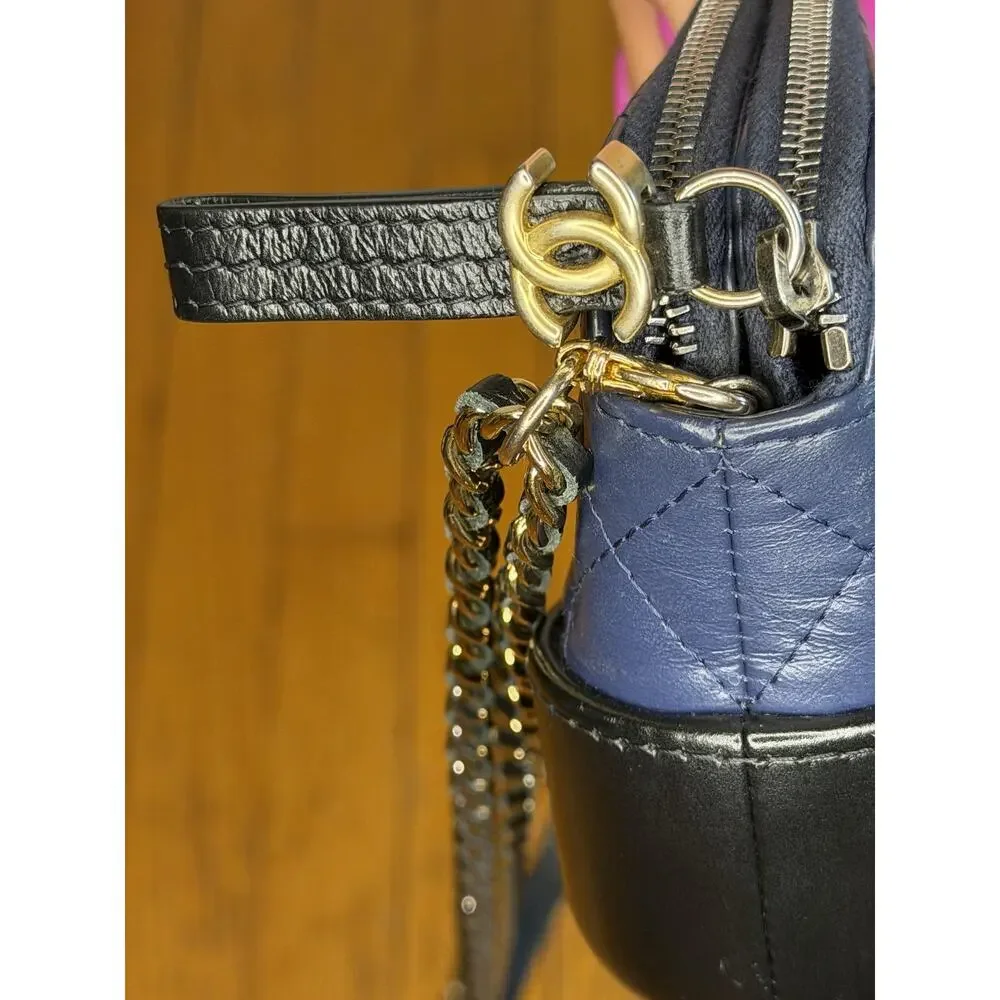Chanel Gabrielle Womens Small Crossbody Blue Leather