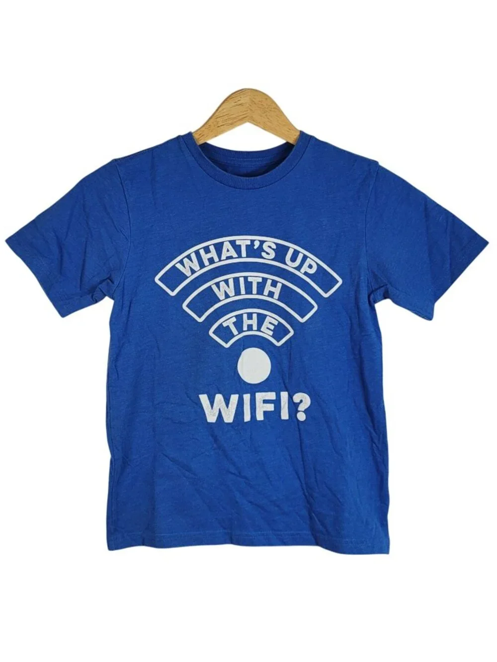 Children's Place Funny WiFi T Shirt Blue SZ 8 Medium Short Sleeves Crew Pullover