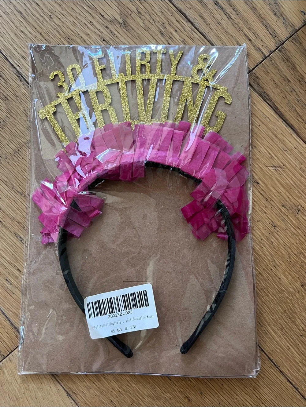 Pink Tinsel Headband with Gold 