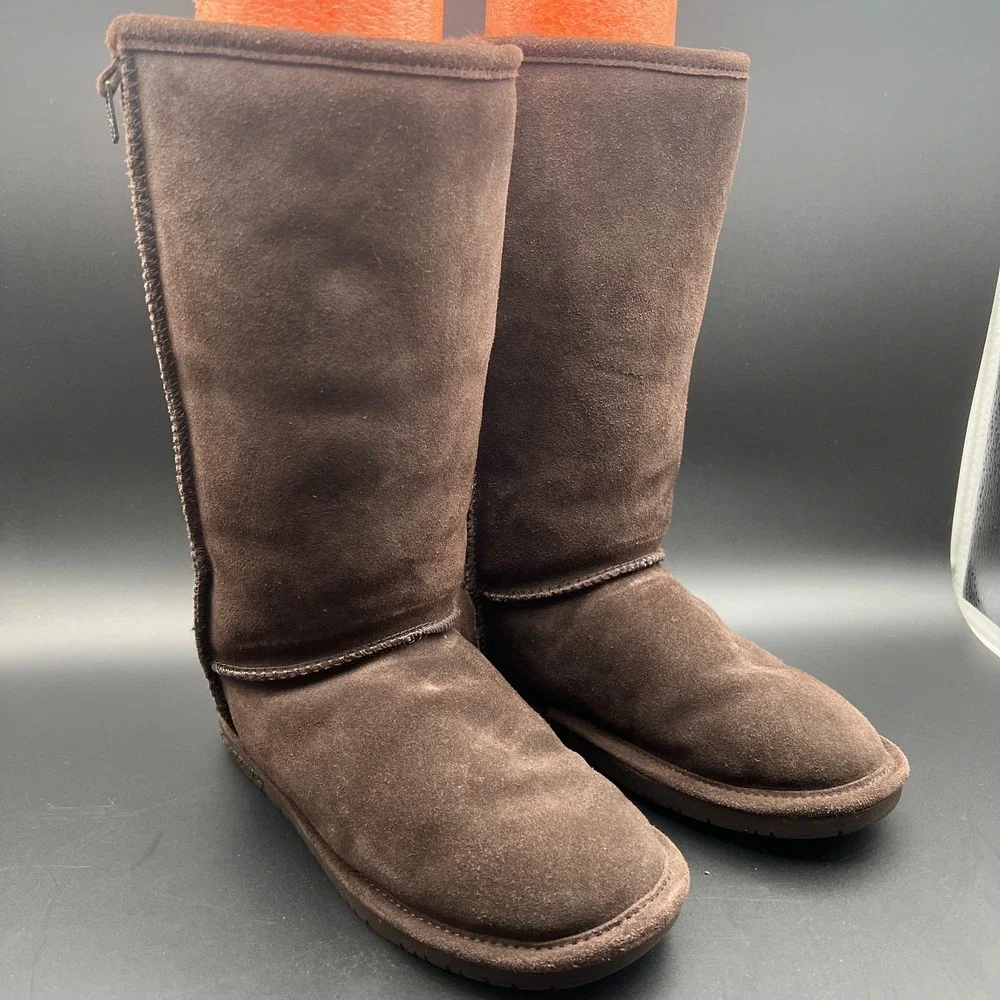 Bearpaw Womens 6 Us Brown Suede Mid Calf Round Toe Pull On Winter Snow Boot