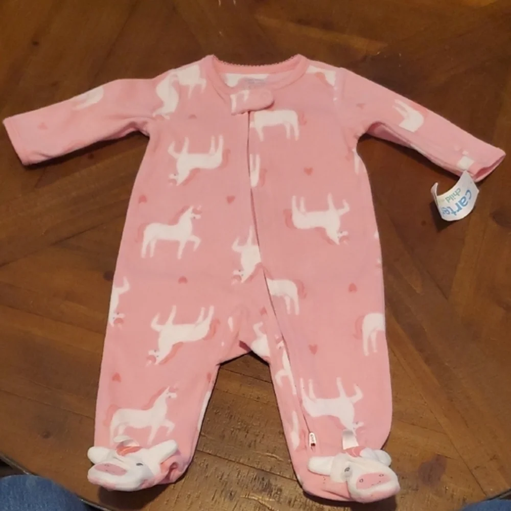Carter's Pink Unicorn Footed One Piece