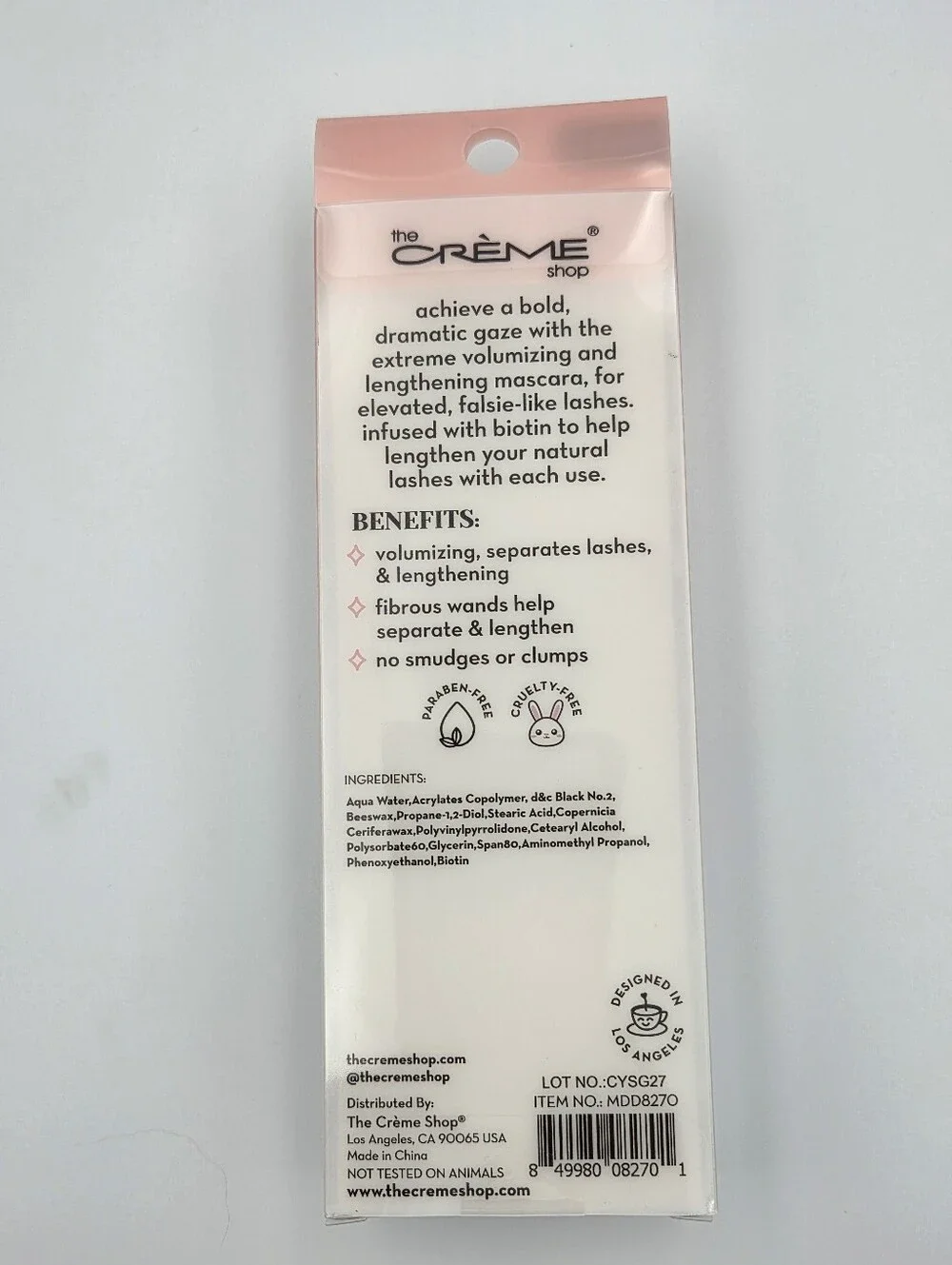 The Creme Shop tubes mascara length