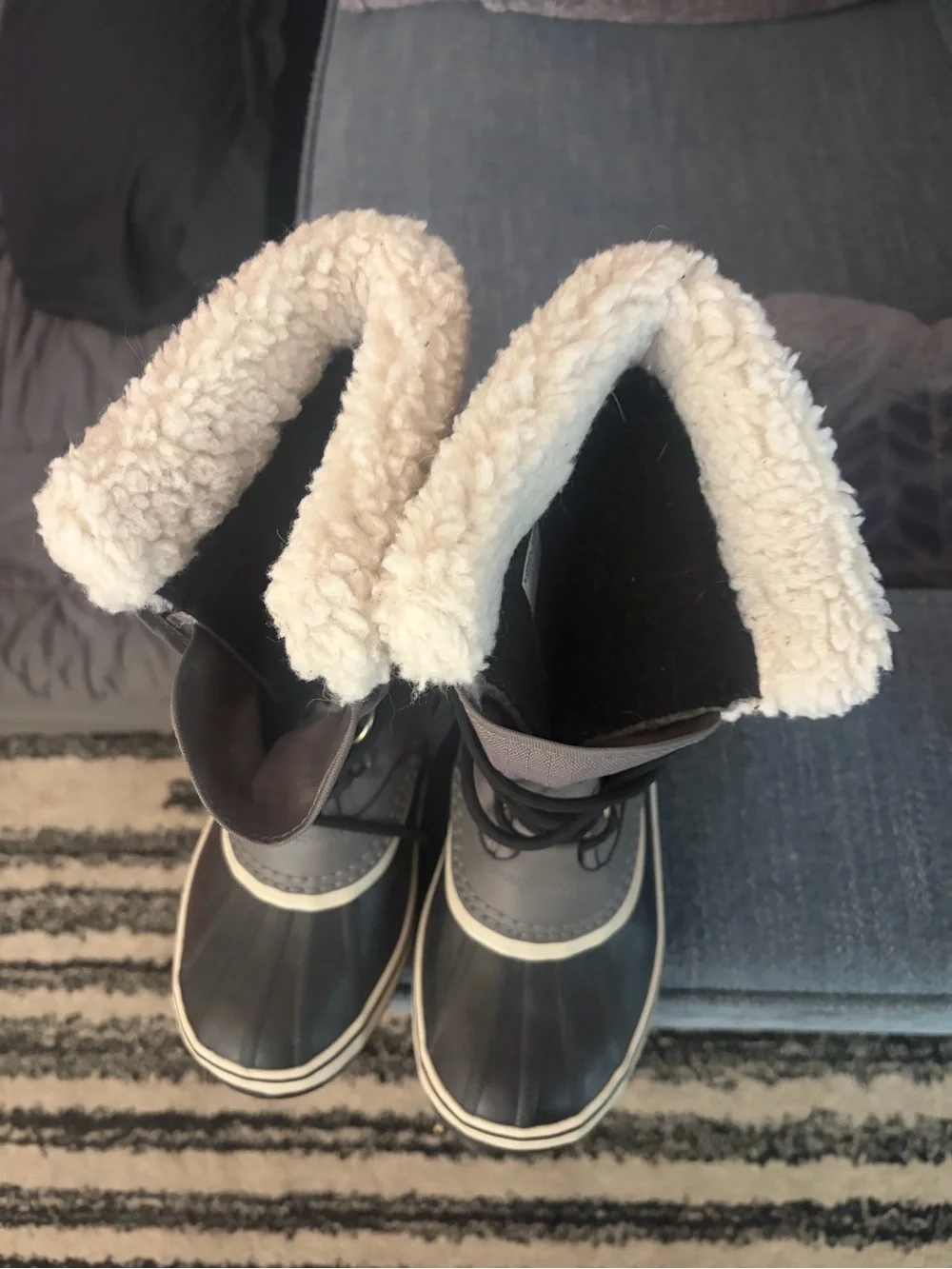 Sorel Gray, Black and Cream Women's Winter Lace-Up Boots