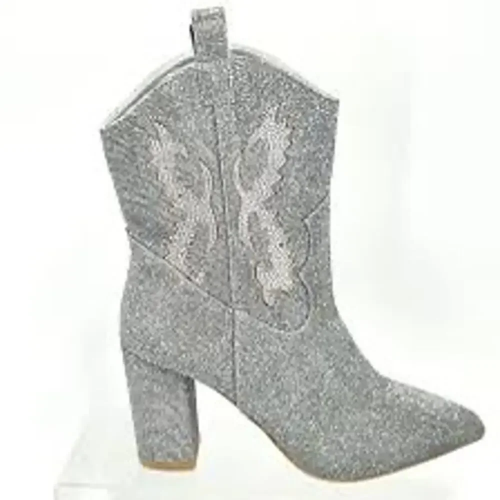 MIA Gypsi Rhinestone Western Ankle Boot Size 7